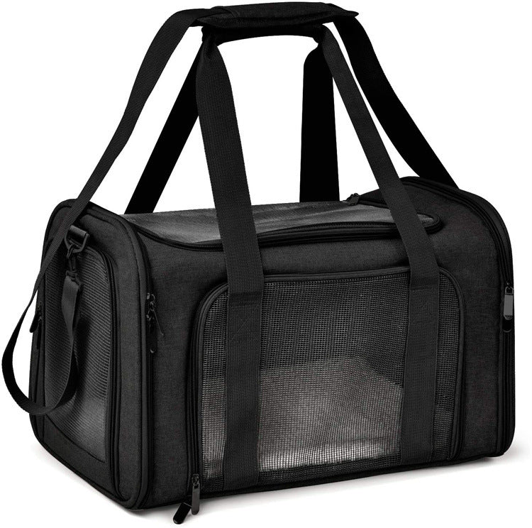 L Black Portable Foldable Pet Carrier Bag - Large Capacity Travel Carrier for 2 Small Pets, Comfortable and V888-ELOSUNG13129