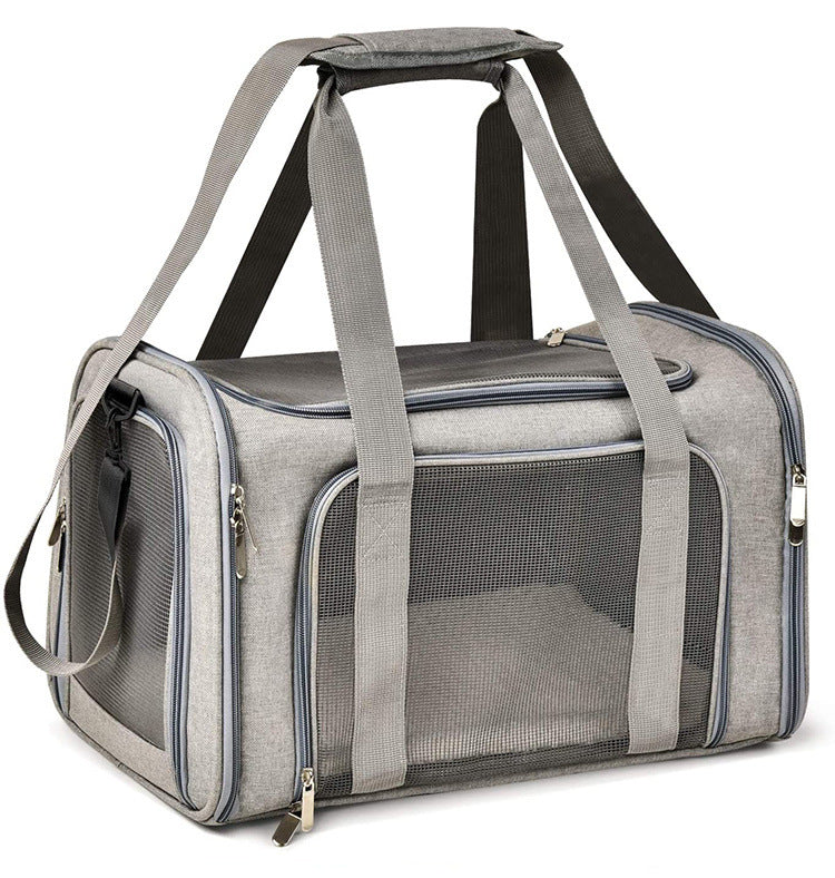 S Grey Portable Foldable Pet Carrier Bag - Large Capacity Travel Carrier for 2 Small Pets, Comfortable and V888-ELOSUNG13131