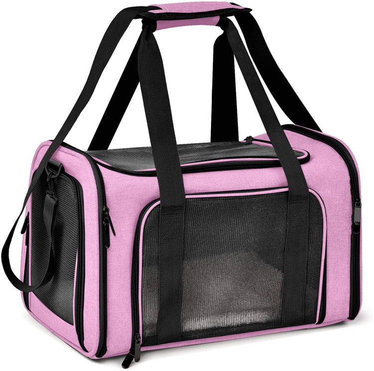 XL Pink Portable Foldable Pet Carrier Bag - Large Capacity Travel Carrier for 2 Small Pets, Comfortable and V888-ELOSUNG13136