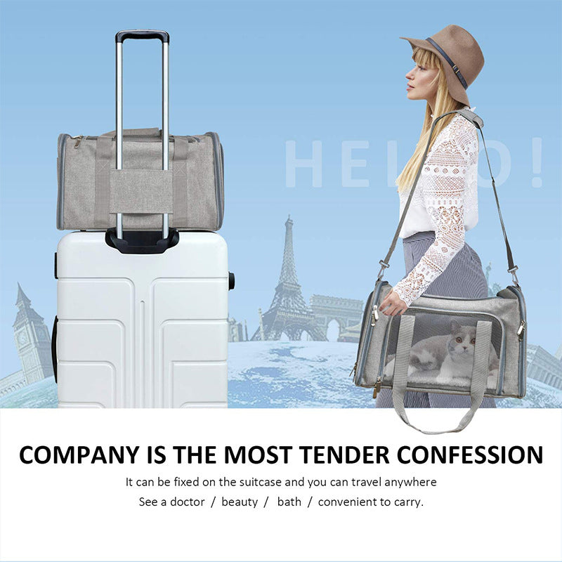 XL Pink Portable Foldable Pet Carrier Bag - Large Capacity Travel Carrier for 2 Small Pets, Comfortable and V888-ELOSUNG13136