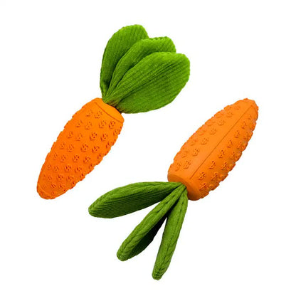2 PCS Durable Rubber Carrot Dog Toy - Squeaky Chew Toy for Large Dogs, Puppy Teething & Dental Care, V888-ELOSUNG13145