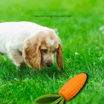 2 PCS Durable Rubber Carrot Dog Toy - Squeaky Chew Toy for Large Dogs, Puppy Teething & Dental Care, V888-ELOSUNG13145