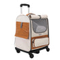 Beige Large Capacity Breathable Foldable Pet Trolley - Travel Cat Carrier with Wheels, Portable, Spacious, V888-ELOSUNG13147