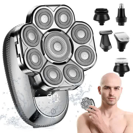New Digital Display 9-Blade Electric Shaver - 6-in-1 Rechargeable Head Shaver & Grooming Kit for Smooth V888-ELOSUNG13181