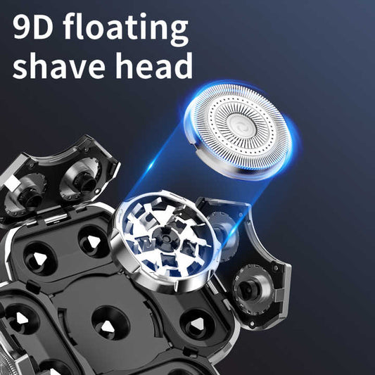 New Digital Display 9-Blade Electric Shaver - 6-in-1 Rechargeable Head Shaver & Grooming Kit for Smooth V888-ELOSUNG13181
