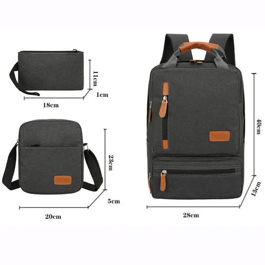 Red 3-Piece Backpack Set - Men's & Women's Student Travel Backpack, Casual Backpack, Laptop Bag, Notebook V888-ELOSUNG13188