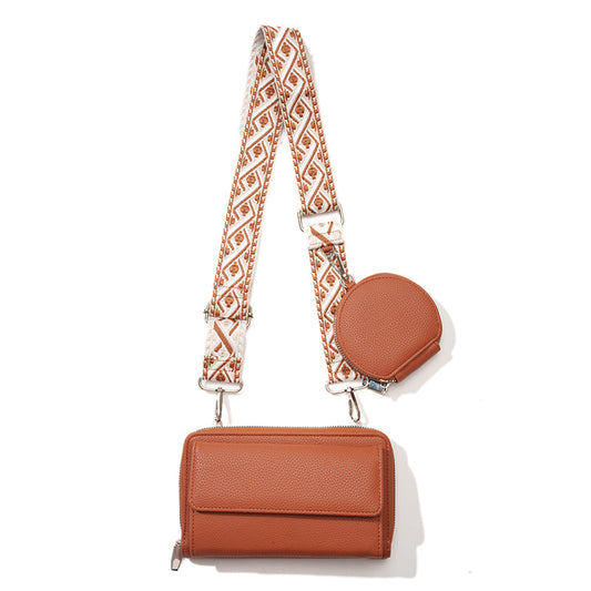 Brown 2-piece combination new mobile phone shoulder bag niche design one-shoulder messenger bag mobile phone V888-ELOSUNG13189