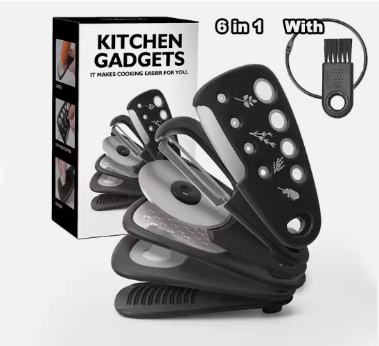 Stackable Kitchen Tool Set - Multi-Function Grater, Herb Cutter, Garlic Press, Can Opener, Cheese Grater, V888-ELOSUNG13213