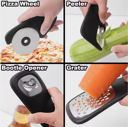 Stackable Kitchen Tool Set - Multi-Function Grater, Herb Cutter, Garlic Press, Can Opener, Cheese Grater, V888-ELOSUNG13213
