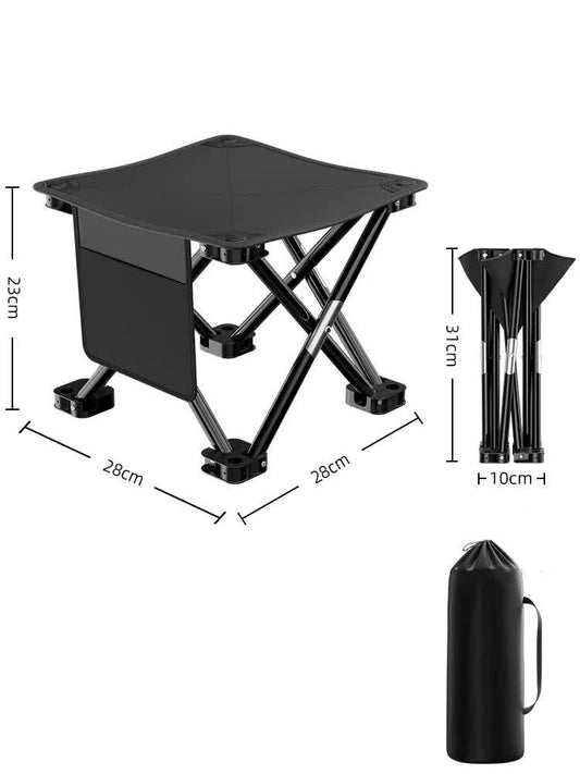 23*28cm Black Outdoor Folding Stool - Lightweight Portable Picnic Chair, Fishing Chair, Camping Seat, and V888-ELOSUNG13216