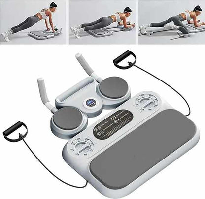 Grey 6-in-1 Multifunctional Fitness Board - Ab Wheel, Automatic Rebound, Fat Burning and Core Strengthening V888-ELOSUNG13252