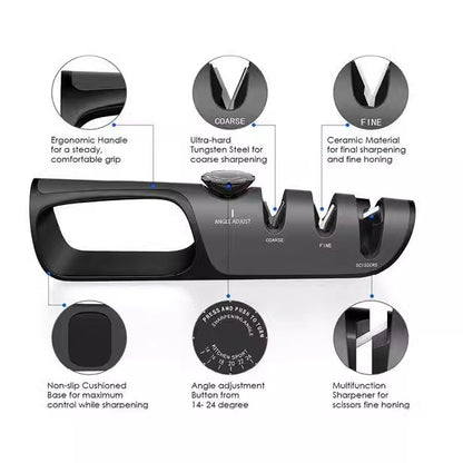 Adjustable Multi-Functional Knife Sharpener with Angle Control for Kitchen Tools, Scissors, and Blades V888-ELOSUNG13314