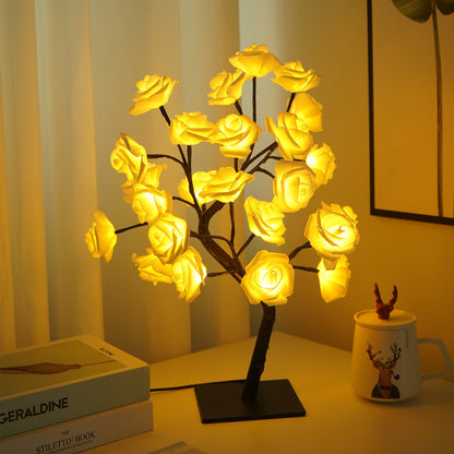 LED Rose Flower Tree Light with Detachable Base and USB Switch - Decorative Night Light for Home Decor V888-ELOSUNG13341