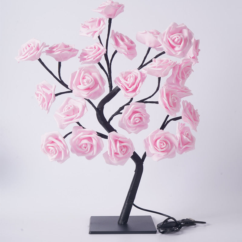 LED Rose Flower Tree Light with Detachable Base and USB Switch - Decorative Night Light for Home Decor V888-ELOSUNG13341