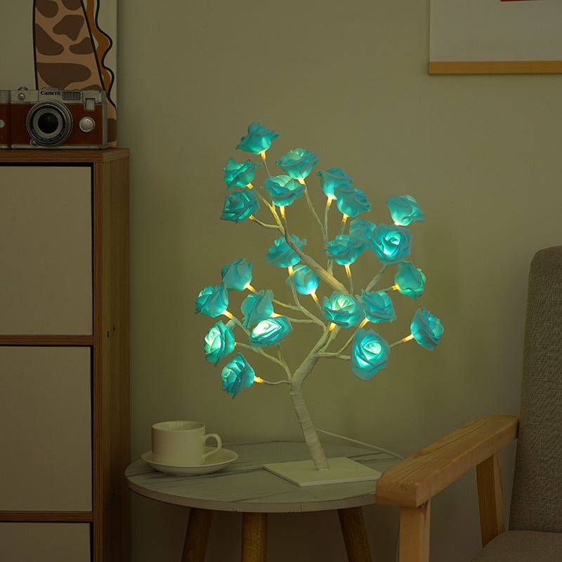 LED Rose Flower Tree Light with Detachable Base and USB Switch - Decorative Night Light for Home Decor V888-ELOSUNG13341