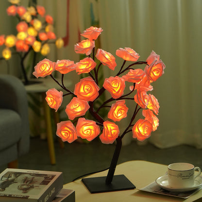 LED Rose Flower Tree Light with Detachable Base and USB Switch - Decorative Night Light for Home Decor V888-ELOSUNG13342