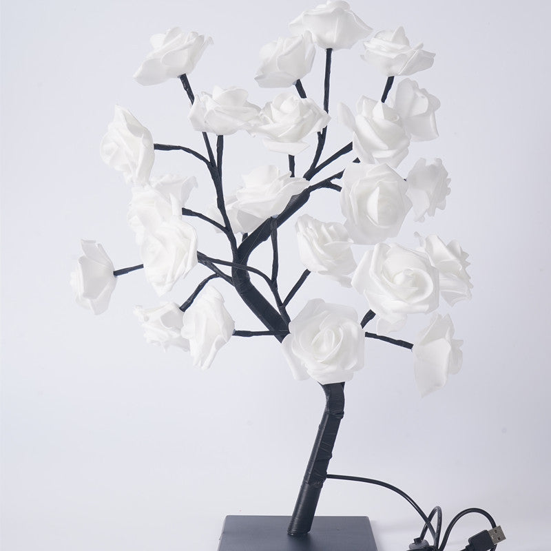 LED Rose Flower Tree Light with Detachable Base and USB Switch - Decorative Night Light for Home Decor V888-ELOSUNG13342