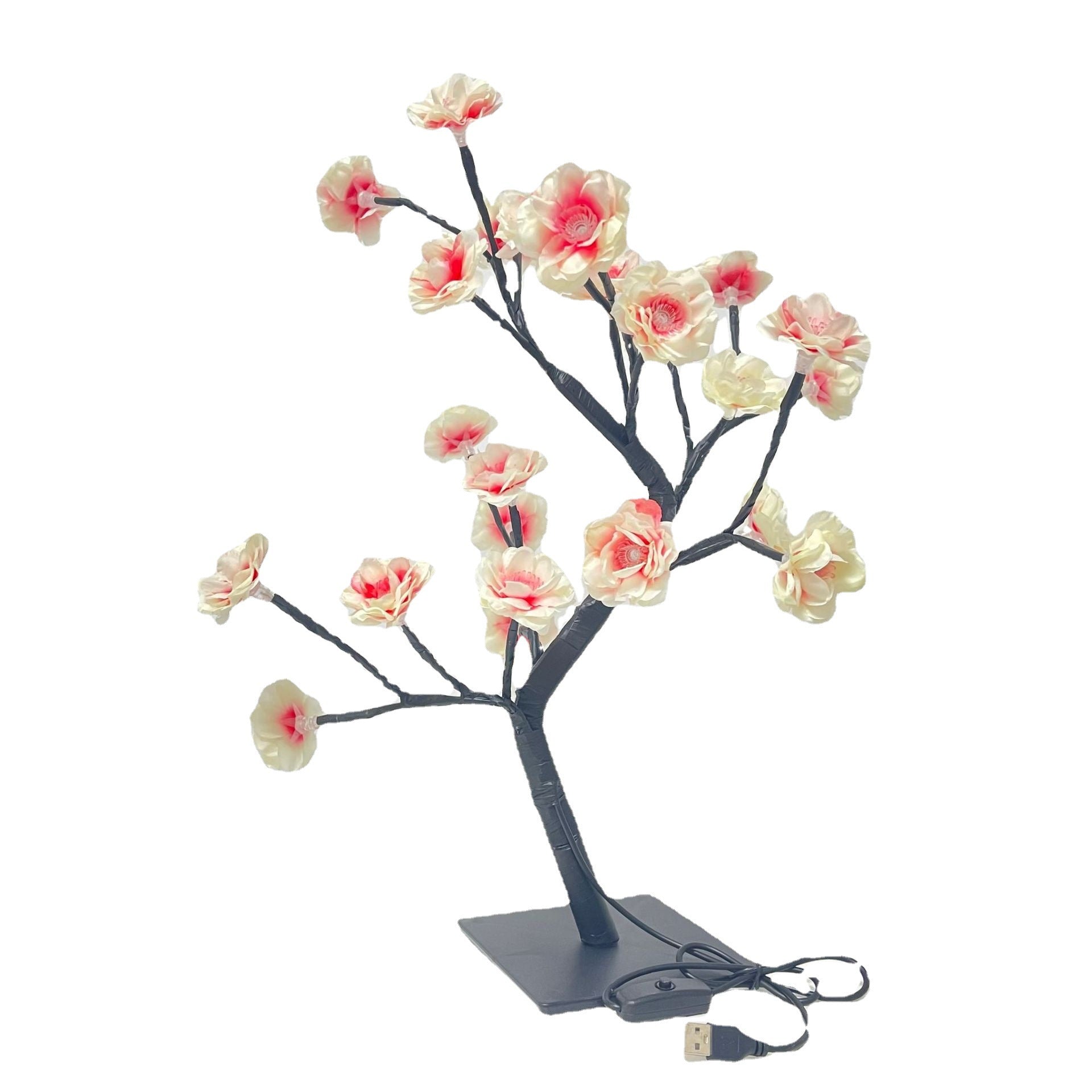 LED Rose Flower Tree Light with Detachable Base and USB Switch - Decorative Night Light for Home Decor V888-ELOSUNG13342