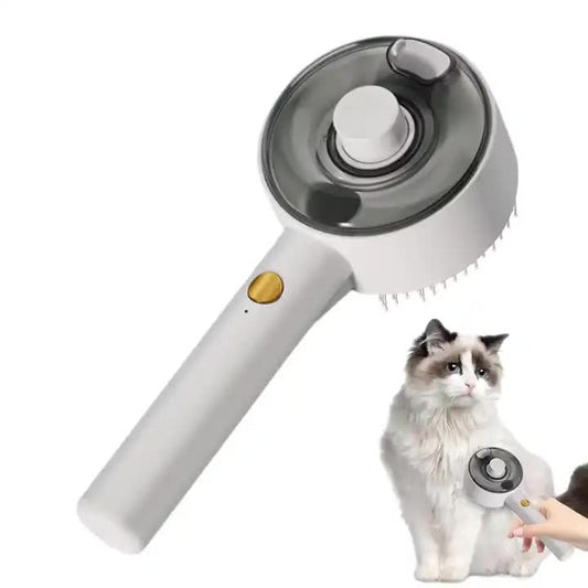 White Pet Grooming Spray and Massage Brush | One-Click Hair Removal Comb for Cats & Dogs | UV Sterilization V888-ELOSUNG13346