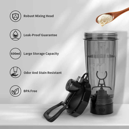 Pink Portable Electric Shaker Bottle without LED Light, 550ml Sports Protein Mixer Cup for Gym and Travel V888-ELOSUNG13388