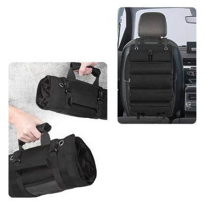 Car Tool Roll-Up Bag, Portable Electrician & Woodworking Tool Organizer, Multi-Pocket Storage V888-ELOSUNG13394