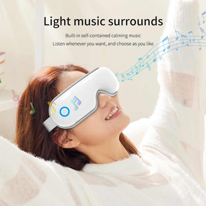 Pink Air Compression Eye Massager, Heated Eye Massager with Vibration & Bluetooth Music, Portable Eye Care V888-ELOSUNG13421