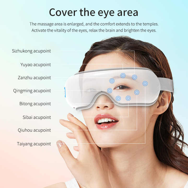 Pink Air Compression Eye Massager, Heated Eye Massager with Vibration & Bluetooth Music, Portable Eye Care V888-ELOSUNG13421