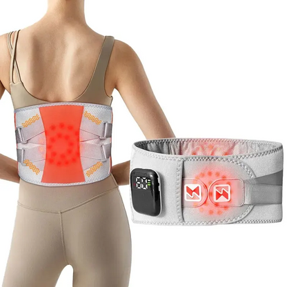Grey And Orange Wireless Heated Waist Massager with Lumbar Support - Smart Back Pain Relief Device V888-ELOSUNG13447