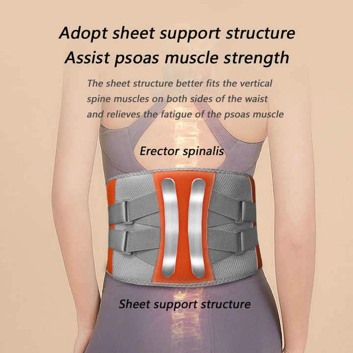 Grey And Orange Wireless Heated Waist Massager with Lumbar Support - Smart Back Pain Relief Device V888-ELOSUNG13447