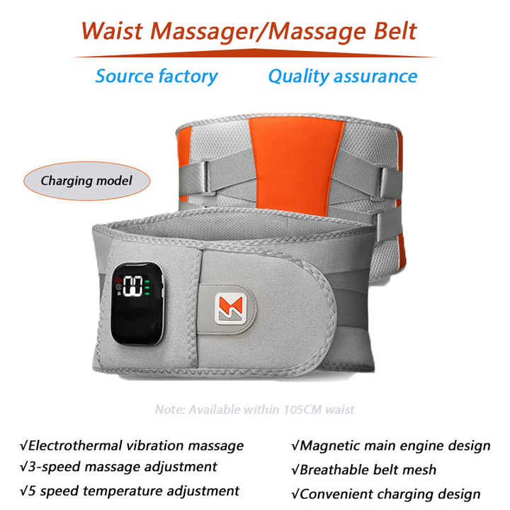 Grey And Orange Wireless Heated Waist Massager with Lumbar Support - Smart Back Pain Relief Device V888-ELOSUNG13447