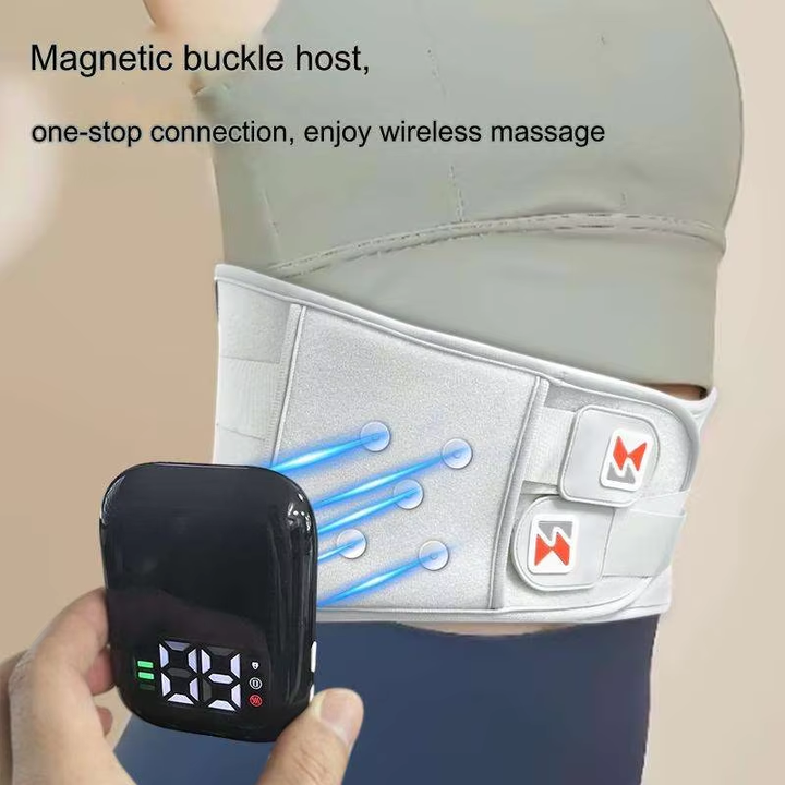 Grey And Orange Wireless Heated Waist Massager with Lumbar Support - Smart Back Pain Relief Device V888-ELOSUNG13447