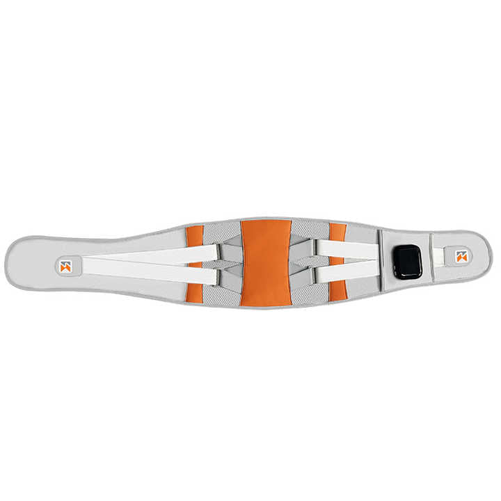 Grey And Orange Wireless Heated Waist Massager with Lumbar Support - Smart Back Pain Relief Device V888-ELOSUNG13447