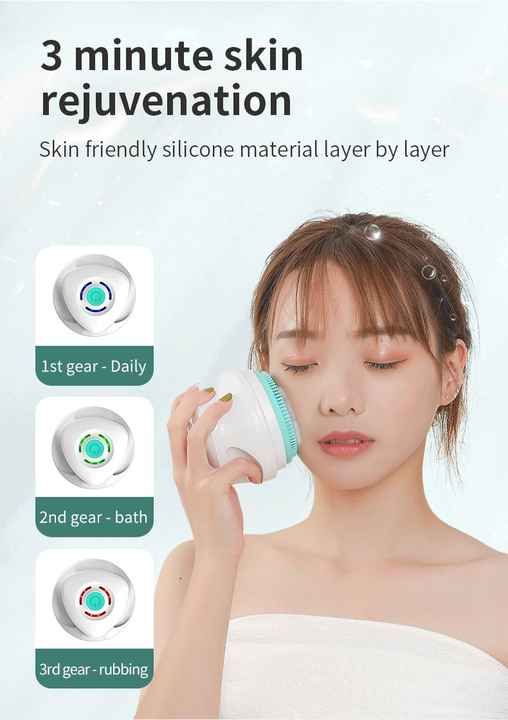 White Electric Bath Brush & Multi-Functional Massager - Long Handle Waterproof Body Cleansing Tool V888-ELOSUNG13450