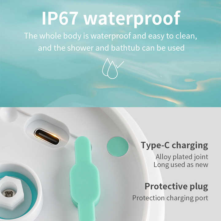 White Electric Bath Brush & Multi-Functional Massager - Long Handle Waterproof Body Cleansing Tool V888-ELOSUNG13450