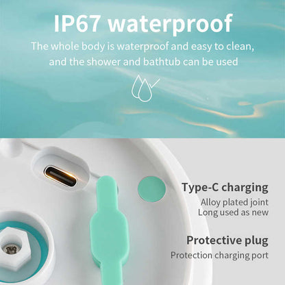 White Electric Bath Brush & Multi-Functional Massager - Long Handle Waterproof Body Cleansing Tool V888-ELOSUNG13450