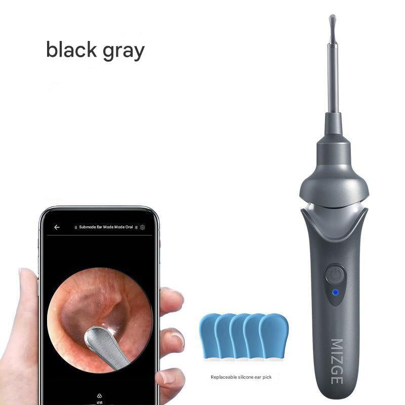 Black Rechargeable Visual Electric Ear Cleaner with LED Light - Safe and Effective Ear Wax Removal Tool for V888-ELOSUNG13456