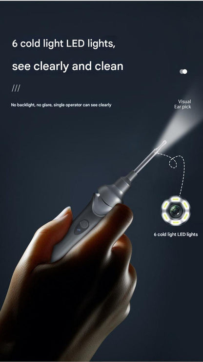 Black Rechargeable Visual Electric Ear Cleaner with LED Light - Safe and Effective Ear Wax Removal Tool for V888-ELOSUNG13456