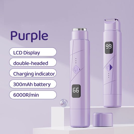 Purple Portable Wireless Electric Hair Remover - Dual-Head Rechargeable Mini Shaver for Women's Sensitive V888-ELOSUNG13457