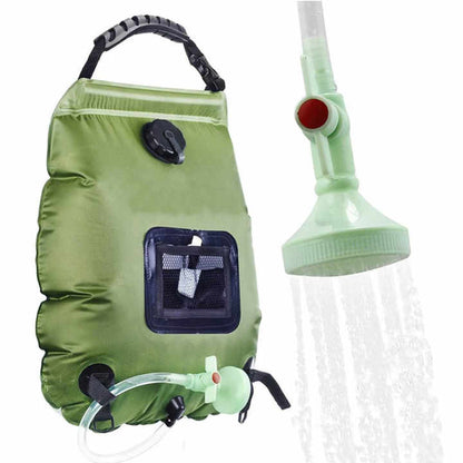 Green Portable Solar Camping Shower Bag, Foldable 20L Outdoor Water Storage Bag with Temperature Display for V888-ELOSUNG13470