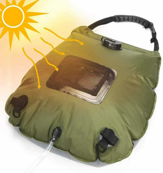 Green Portable Solar Camping Shower Bag, Foldable 20L Outdoor Water Storage Bag with Temperature Display for V888-ELOSUNG13470