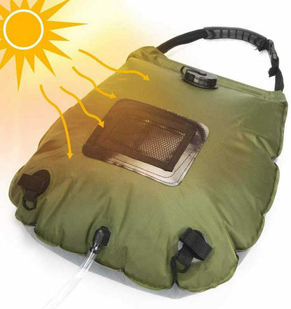 Green Portable Solar Camping Shower Bag, Foldable 20L Outdoor Water Storage Bag with Temperature Display for V888-ELOSUNG13470