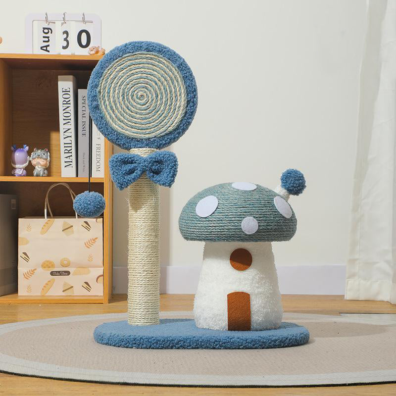 Blue Durable Mushroom Cat Scratching Post - Anti-Slip, No Debris Cat Scratch Pad with Sofa Protection for V888-ELOSUNG13477