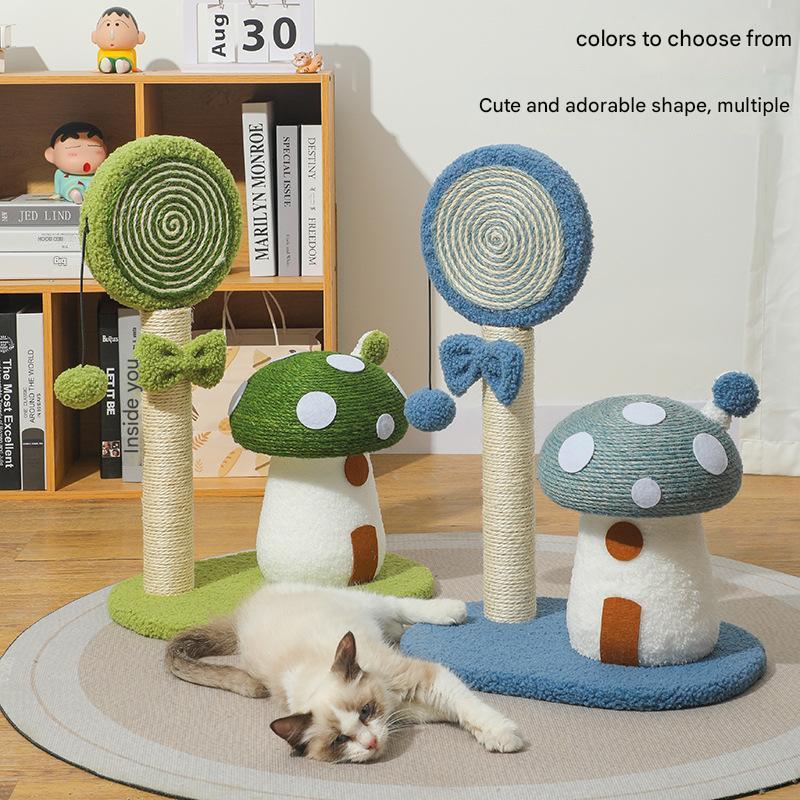 Blue Durable Mushroom Cat Scratching Post - Anti-Slip, No Debris Cat Scratch Pad with Sofa Protection for V888-ELOSUNG13477