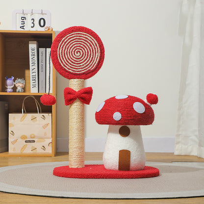 Red Durable Mushroom Cat Scratching Post - Anti-Slip, No Debris Cat Scratch Pad with Sofa Protection for V888-ELOSUNG13478