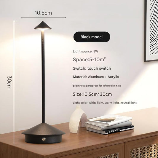Black Modern Minimalist Aluminum LED Mushroom Night Light - Creative Bedside Atmosphere Lamp for Dining Room V888-ELOSUNG13489