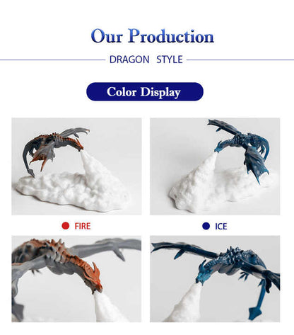 Blue Ice Dragon 3D Printed LED Dragon Flame Night Light - Unique Decorative Lamp for Desk, Bedroom & Gift V888-ELOSUNG13534