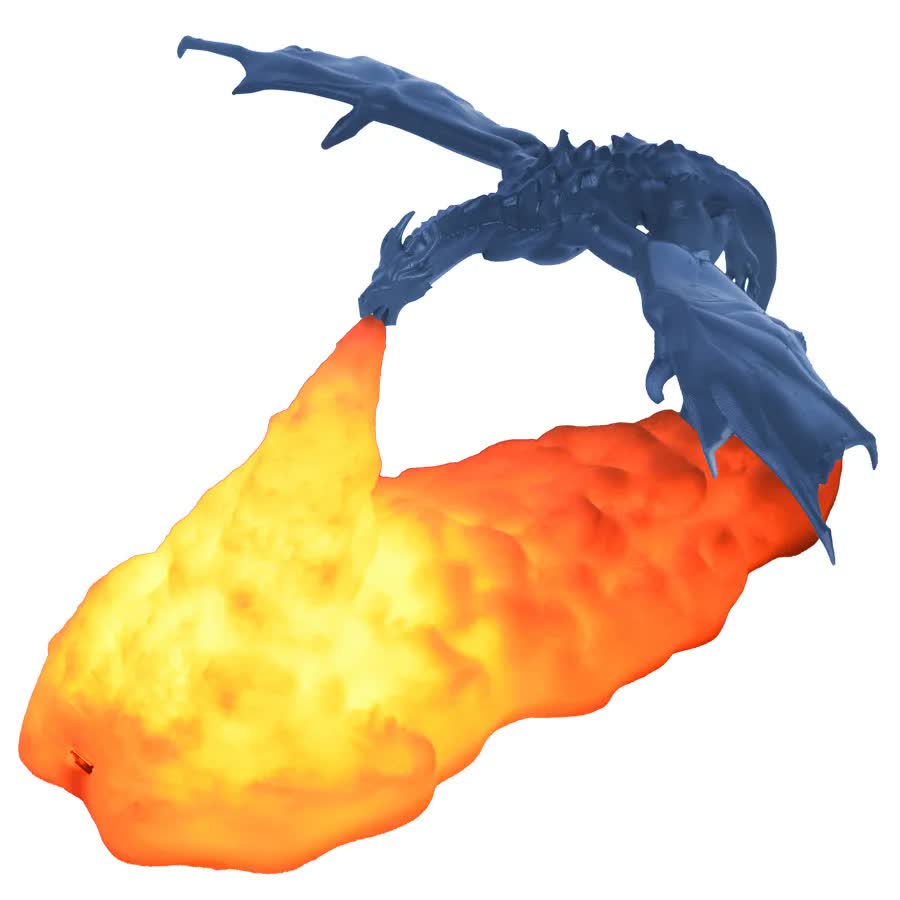 Blue Ice Dragon 3D Printed LED Dragon Flame Night Light - Unique Decorative Lamp for Desk, Bedroom & Gift V888-ELOSUNG13534