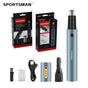 Light Blue Electric Nose Hair Trimmer with Sideburn Cutter - Portable USB Rechargeable Grooming Kit V888-ELOSUNG13537