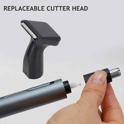 Light Blue Electric Nose Hair Trimmer with Sideburn Cutter - Portable USB Rechargeable Grooming Kit V888-ELOSUNG13537