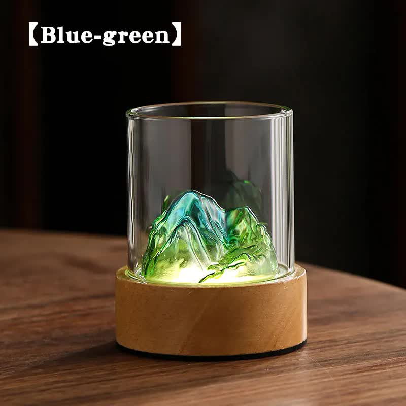 Blue-green Glass Mountain Ambient Night Light - USB Rechargeable Touch Control Bedside Lamp - Adjustable V888-ELOSUNG13573
